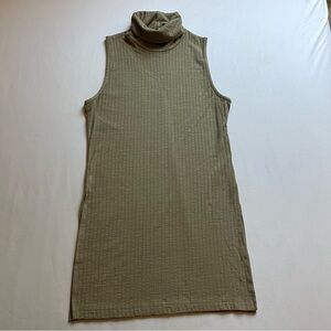 SAMSOE SAMSOE olive army green rib knit turtleneck sleeveless tank top